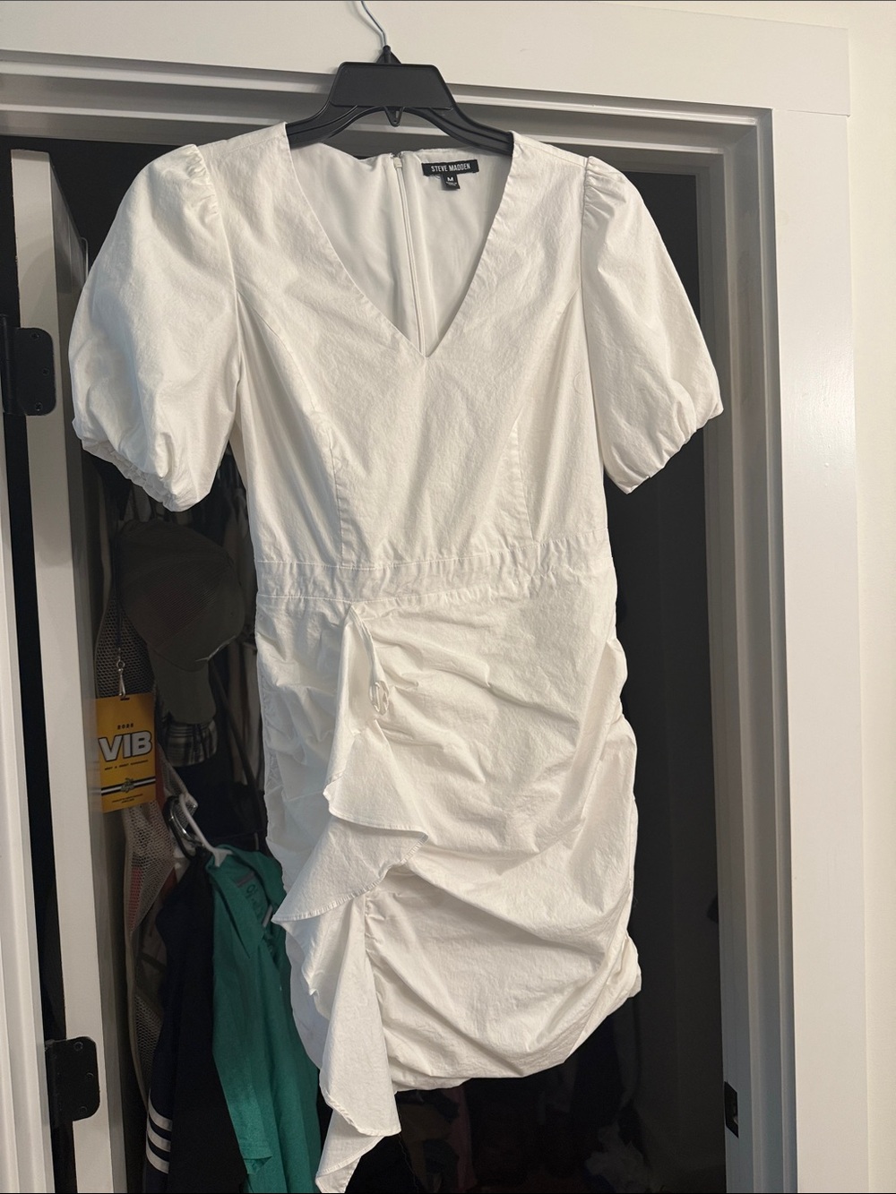 Steve Madden White Bridal Shower Puff Sleeve Dress
